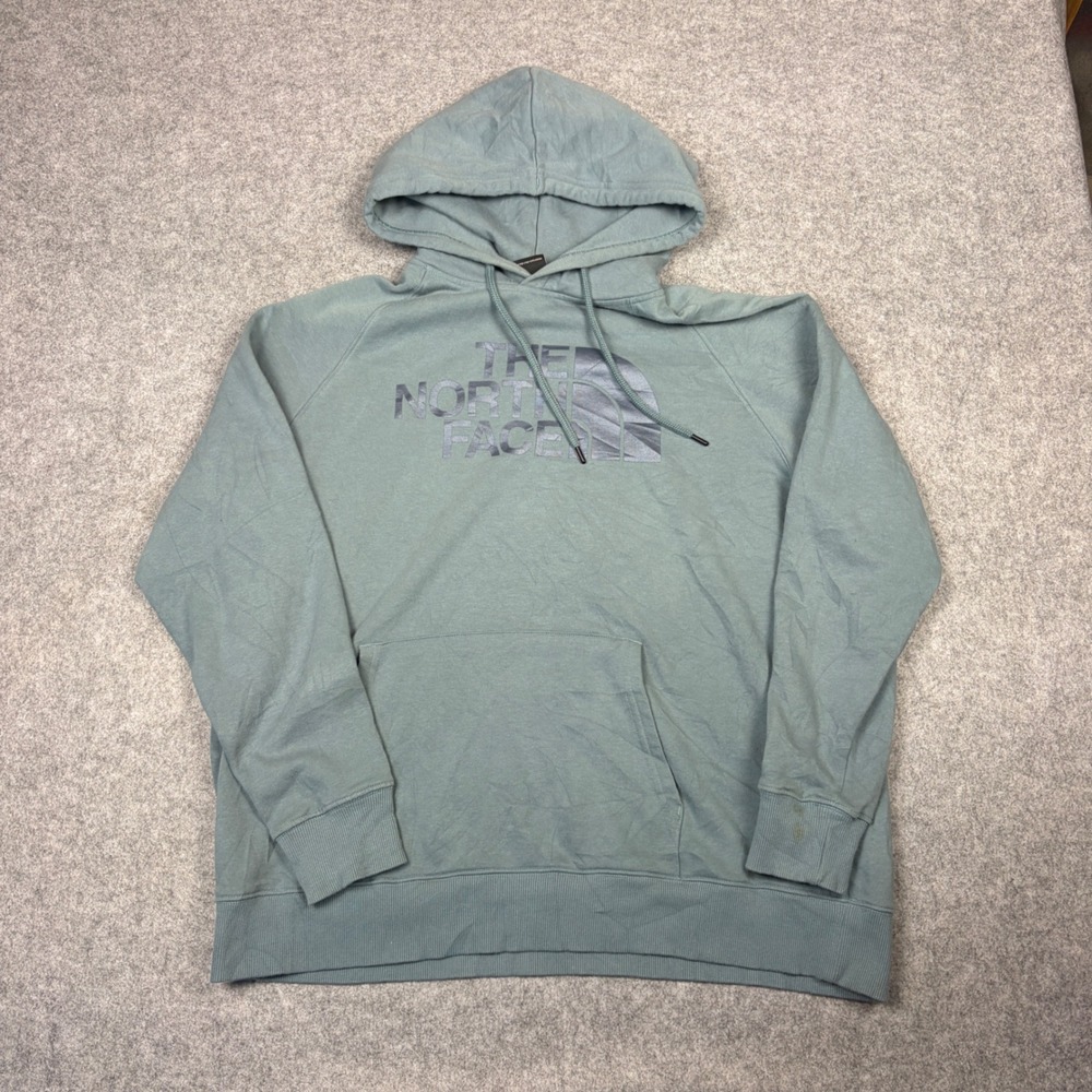 The North Face Womens XL Sage Blue Metallic Logo Raglan Pullover Hoodie